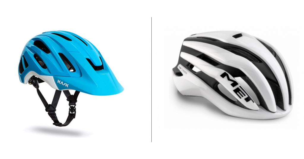 Gravel Bike Zubehör : Helme Kask in blau und Met in weiß