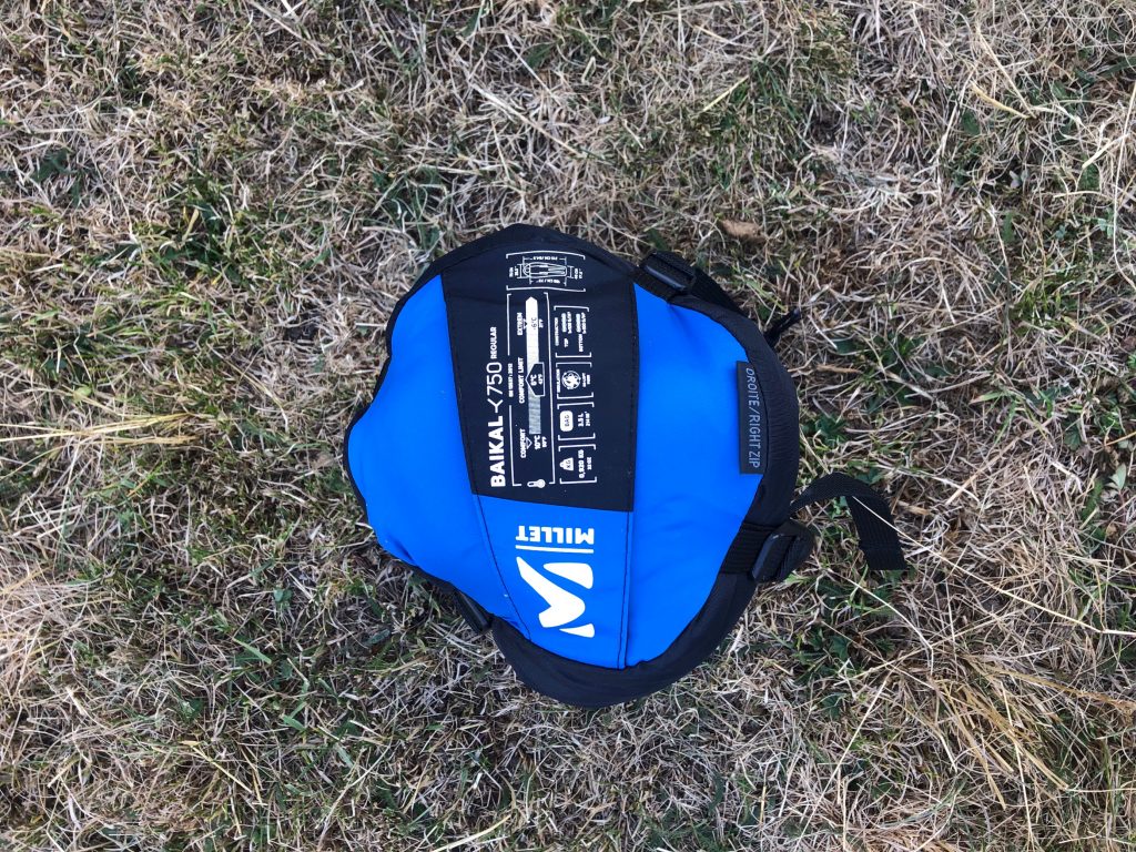 sac de couchage Millet Baikal 750 plié