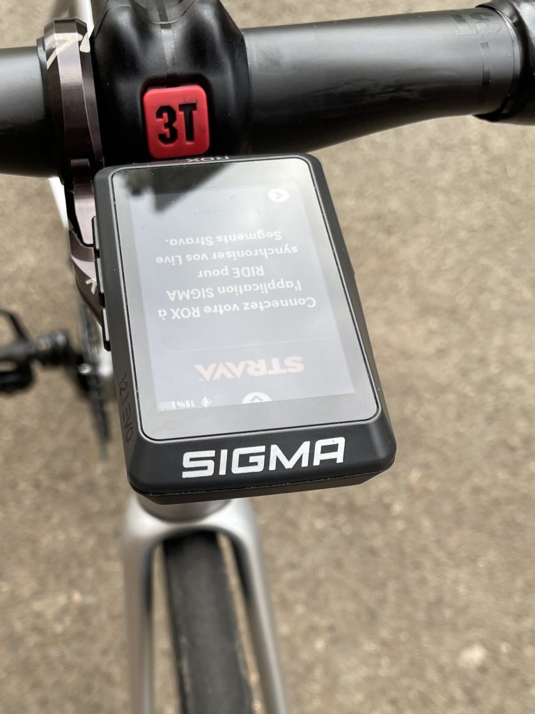 Partie Avant du GPS lors de la connexion à Strava